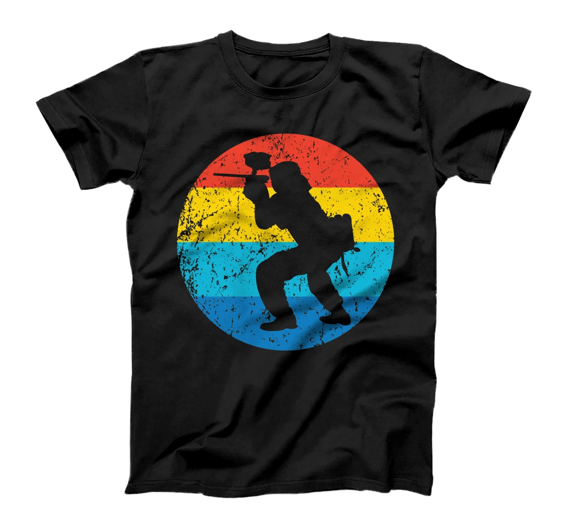 Personalized Paintball Player Silhouette Retro 1970's Style T-Shirt