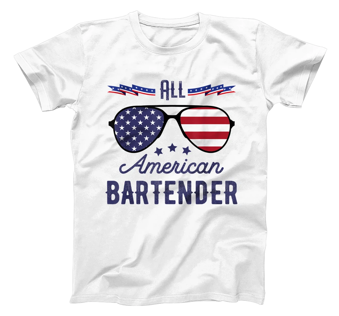 Personalized All American Bartender 4th Of July Sunglasses T-Shirt, Women T-Shirt