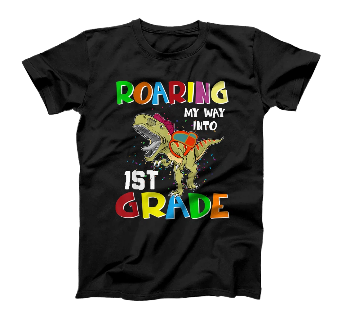 Personalized Roaring My Way Into 1st Grade Dinosaur T Rex Back To School T-Shirt, Kid T-Shirt and Women T-Shirt