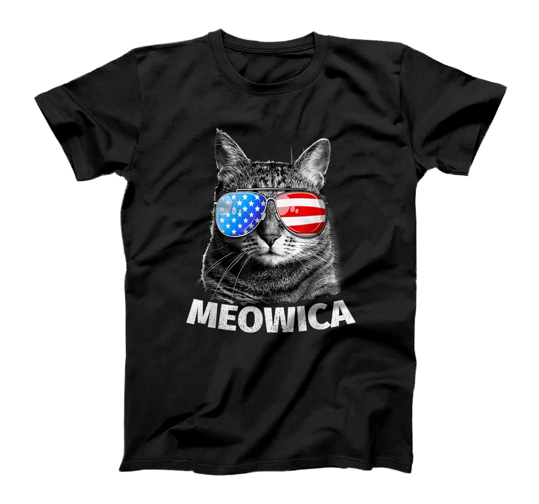 Personalized Cat 4th of July Meowica Merica USA American Flag T-Shirt, Women T-Shirt