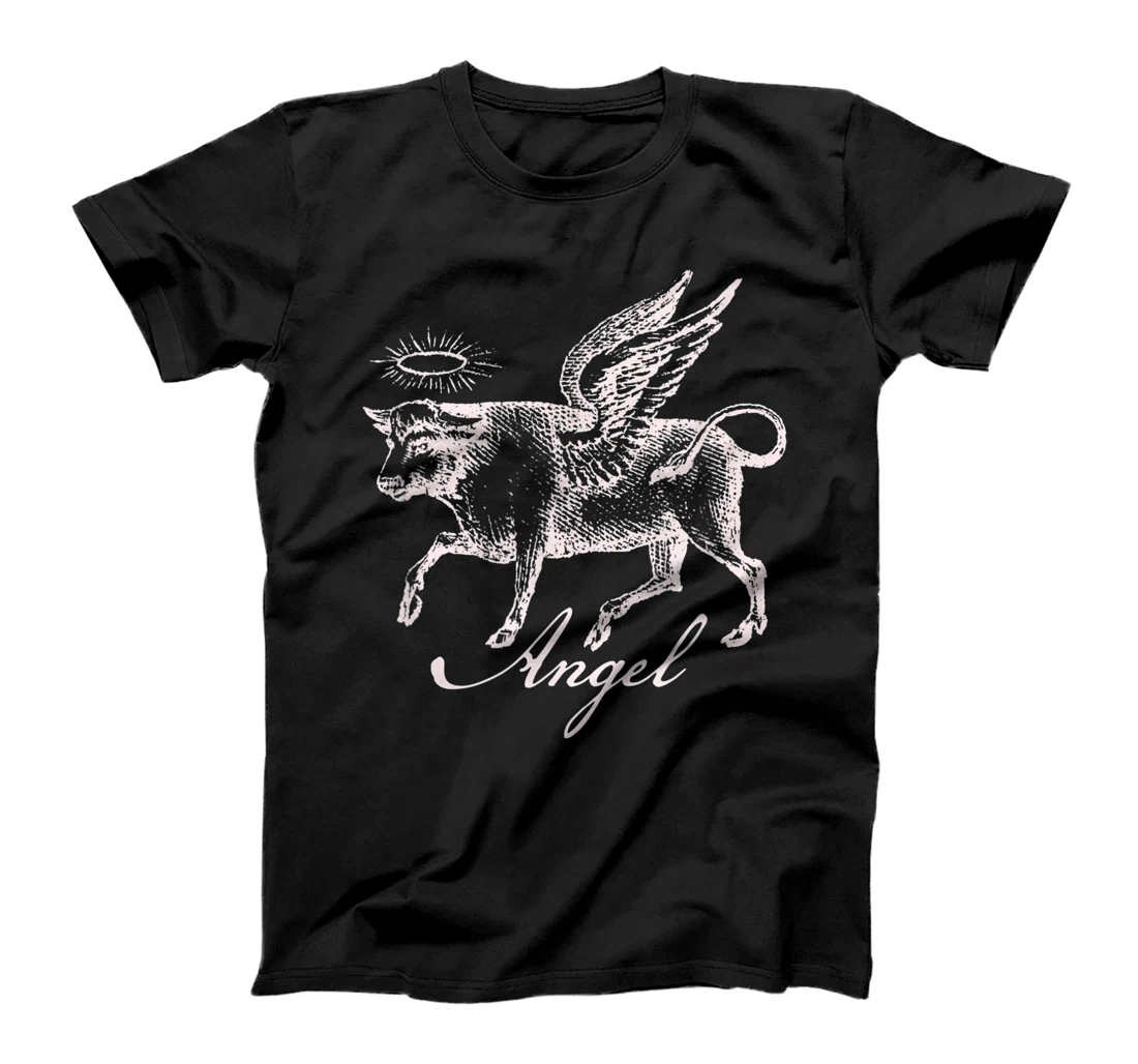 Personalized Funny Bull Angel Text and Picture T-Shirt, Women T-Shirt
