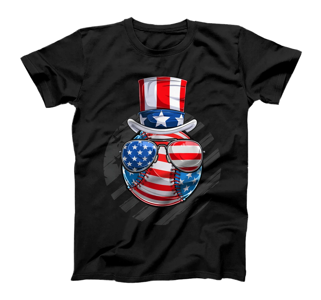 Personalized Baseball American Flag 4th of July Sunglasses T-Shirt, Kid T-Shirt and Women T-Shirt