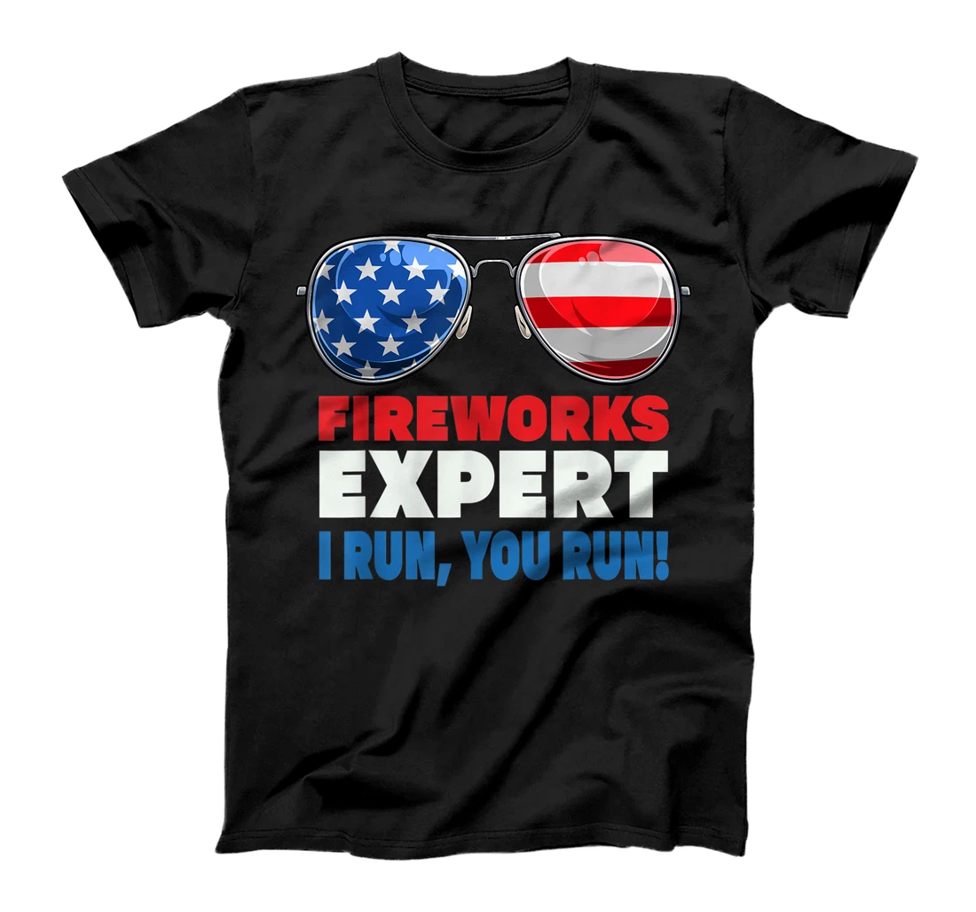Personalized 4th of July Shirt. FIREWORKS EXPERT USA Flag Sunglasses Gift T-Shirt, Women T-Shirt
