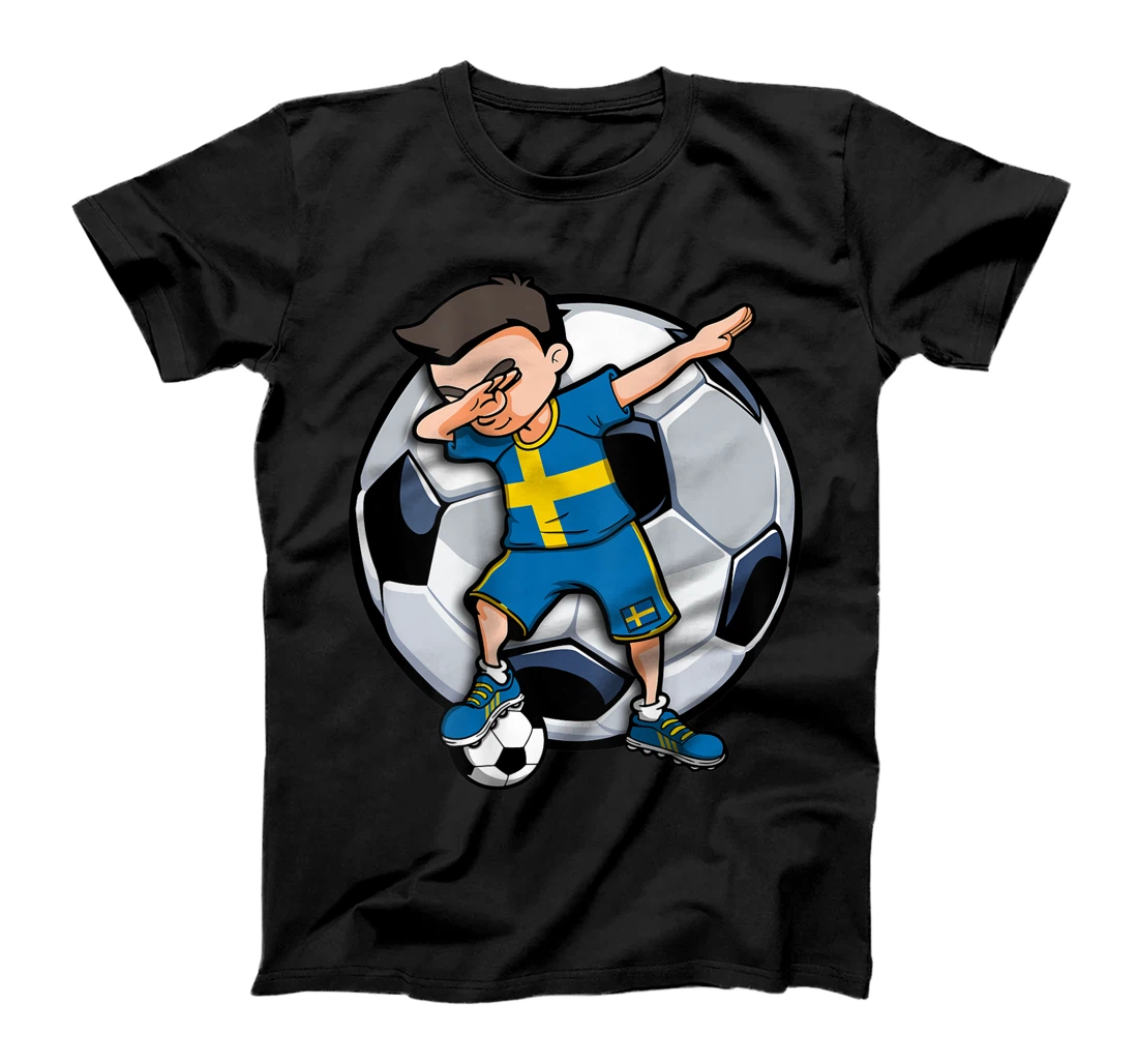 Dabbing Soccer Boy Sweden Football Fans Jersey Swedish Flag T-Shirt, Kid T-Shirt and Women T-Shirt
