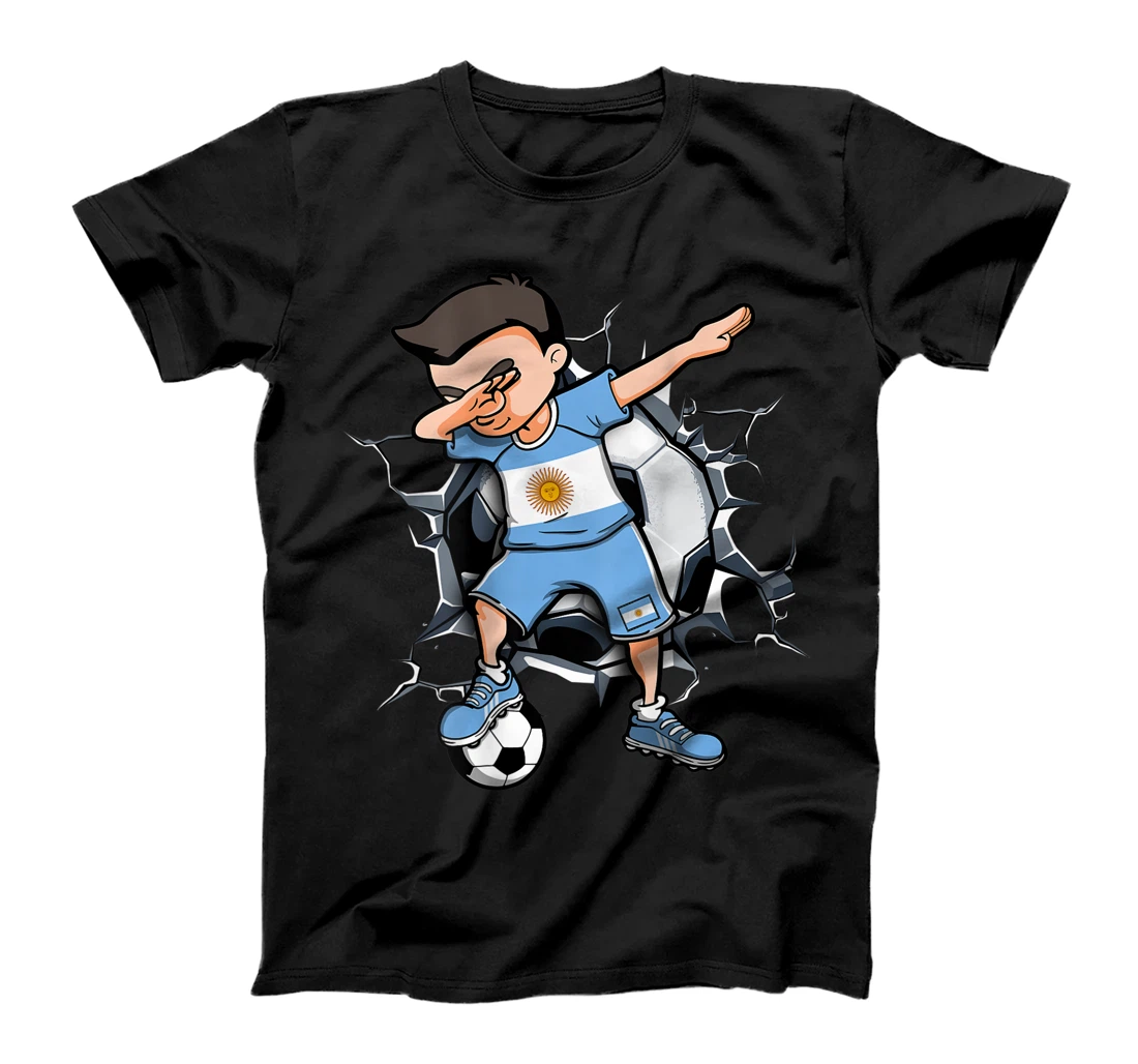 Dabbing Soccer Boy Argentina Football Lovers Jersey Sport T-Shirt, Kid T-Shirt and Women T-Shirt