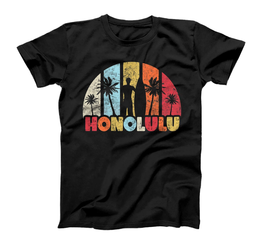 Personalized Honolulu Hawaii Vintage Retro Hawaiian Beach Surfer T-Shirt, Kid T-Shirt and Women T-Shirt