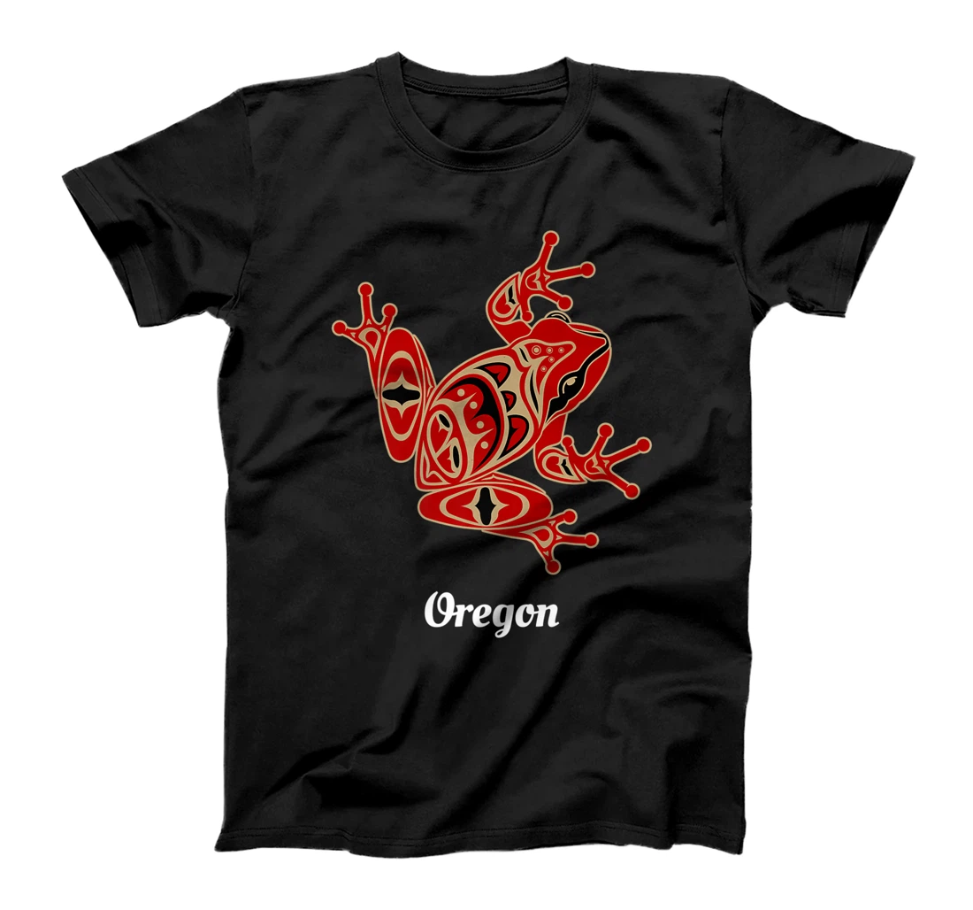 Personalized Oregon Red Black Frog Native American Indian Pacific NW T-Shirt, Kid T-Shirt and Women T-Shirt