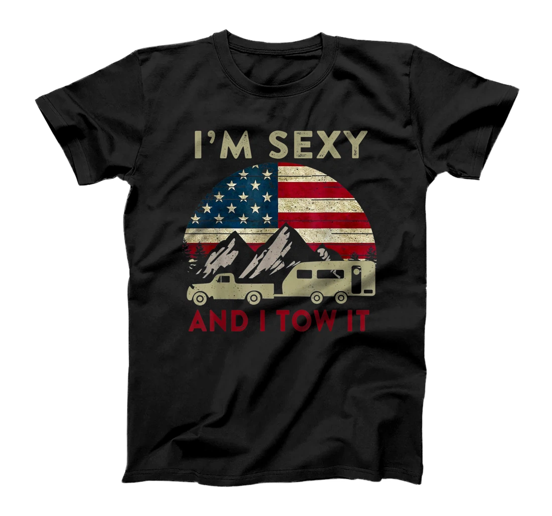 Personalized I'm Sexy And I Tow It Trailer Vintage Camping 5th Wheel Rv T-Shirt, Women T-Shirt