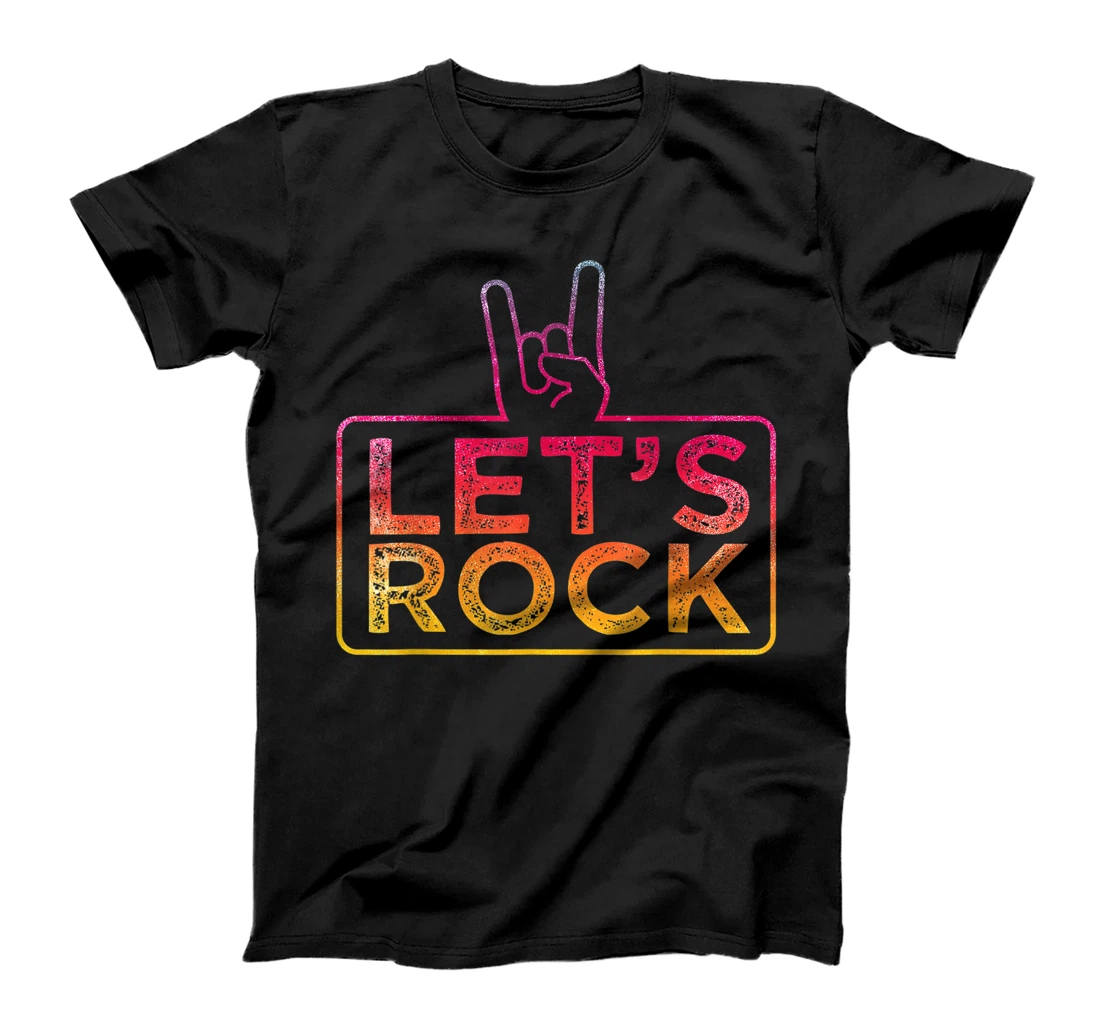 Personalized Lets Rock Rock n Roll Guitar Retro T-Shirt, Women T-Shirt