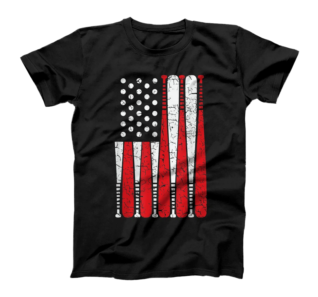Vintage American Flag Baseball Cool Baseball 4th Of July T-Shirt, Women T-Shirt