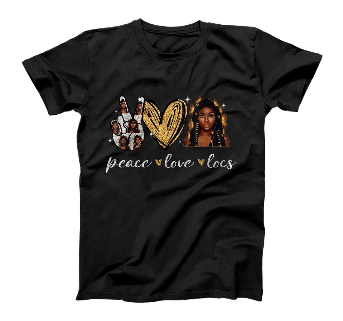 Black Women Peace Love Locs T-Shirt, Women T-Shirt