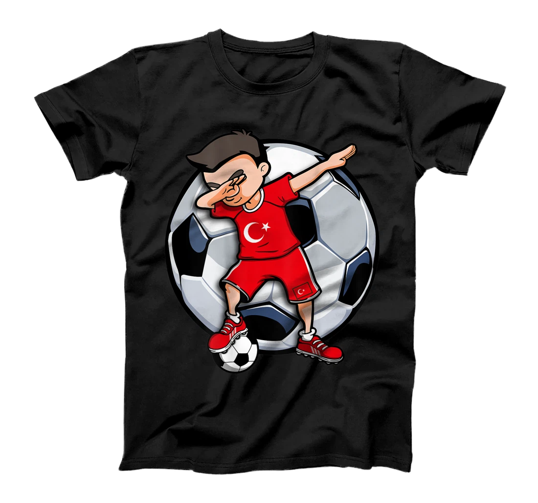 Dabbing Soccer Boy Turkey Football Fans Jersey Turkish Flag T-Shirt, Kid T-Shirt and Women T-Shirt