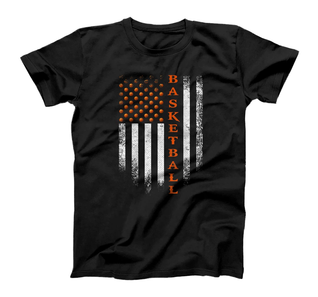 Vintage USA American Flag Basketball Player Team Coach Funny T-Shirt, Kid T-Shirt and Women T-Shirt