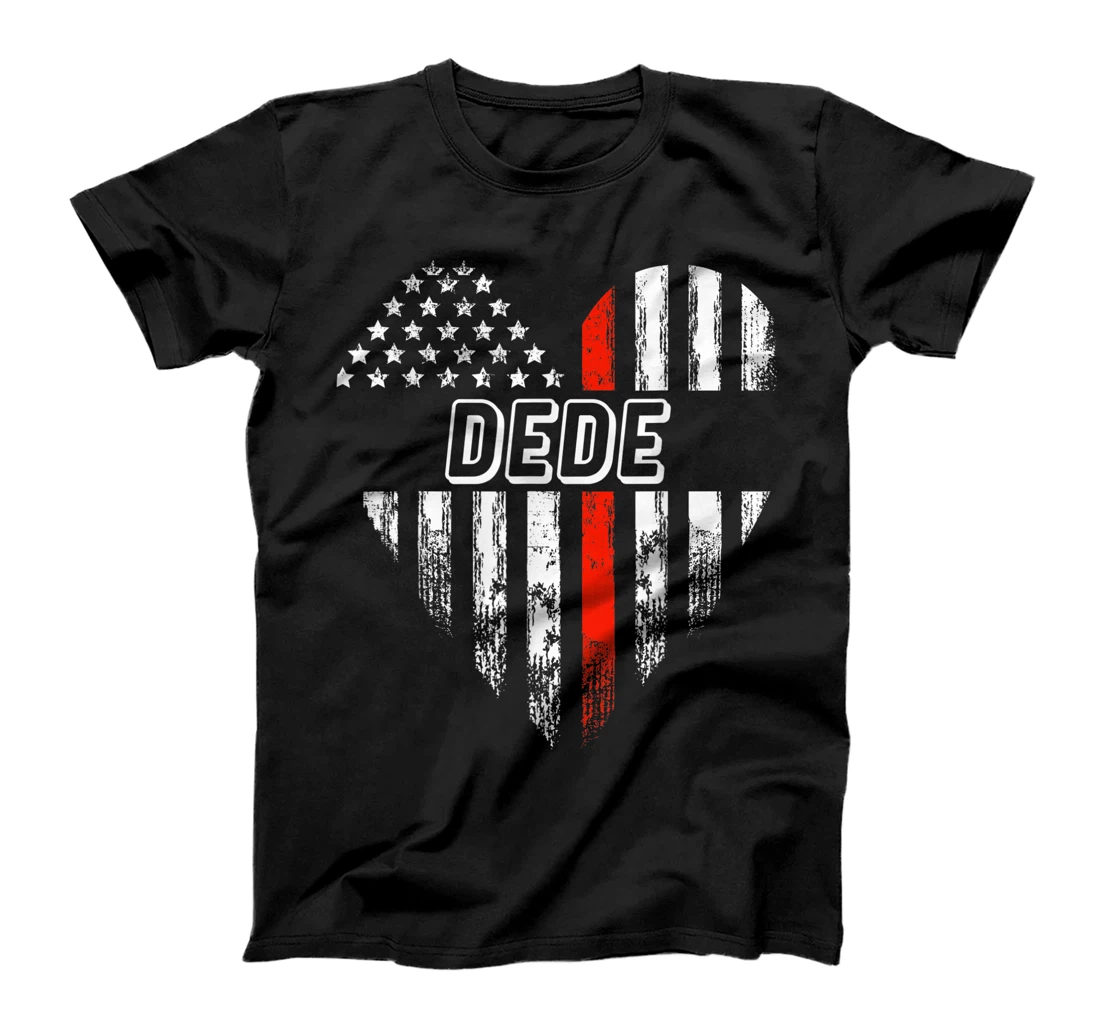 Proud Firefighter Dede American Flag Heart T-Shirt, Women T-Shirt
