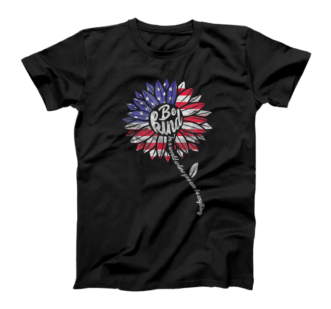 Kindness Sunflower Flag 4th July Patriotic Flower Plus Size T-Shirt, Women T-Shirt