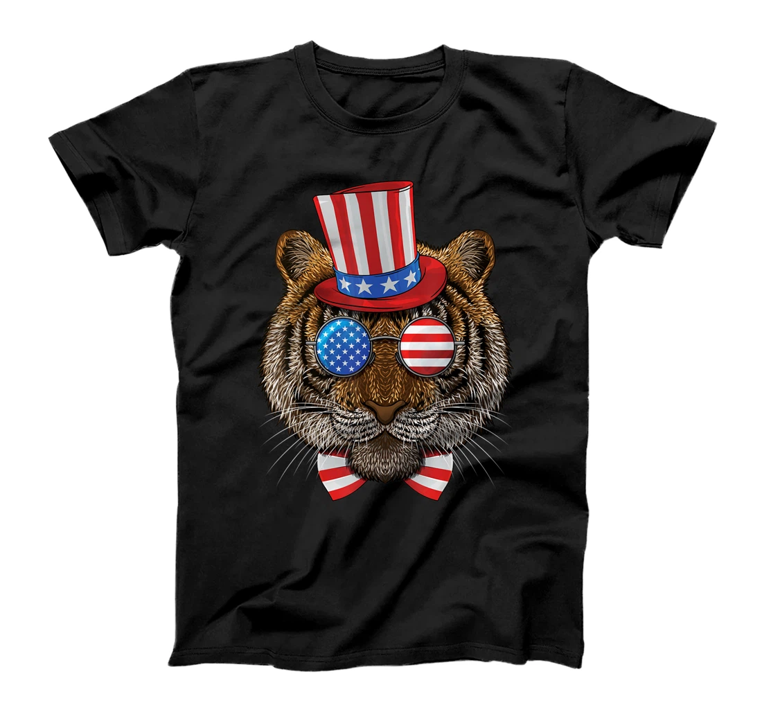 Tiger 4th of July American Tiger USA Uncle Sam Hat T-Shirt, Women T-Shirt