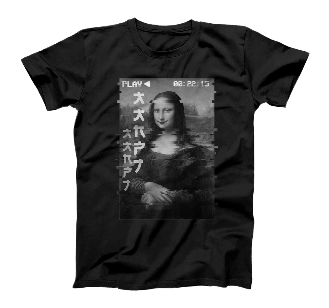 Womens Japanese Glitch Art Vaporwave Aesthetic Mona Lisa 80s 90s T-Shirt, Kid T-Shirt and Women T-Shirt