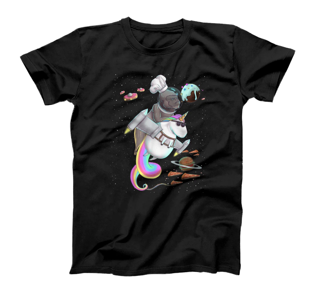 Gorilla Riding Unicorn Food Pizza Space Party Planet Cute T-Shirt, Kid T-Shirt and Women T-Shirt