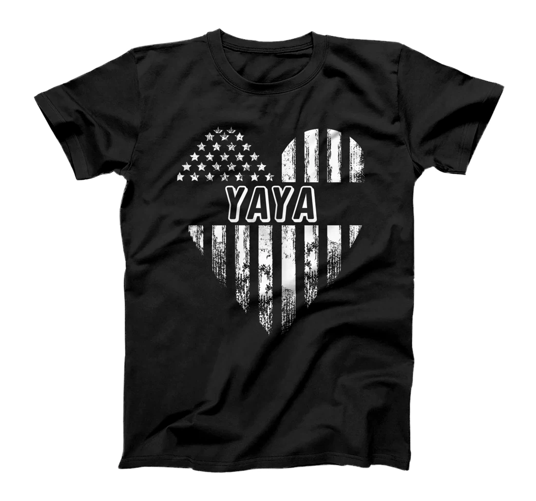 Womens Yaya American Flag Heart Cute For Women T-Shirt, Women T-Shirt
