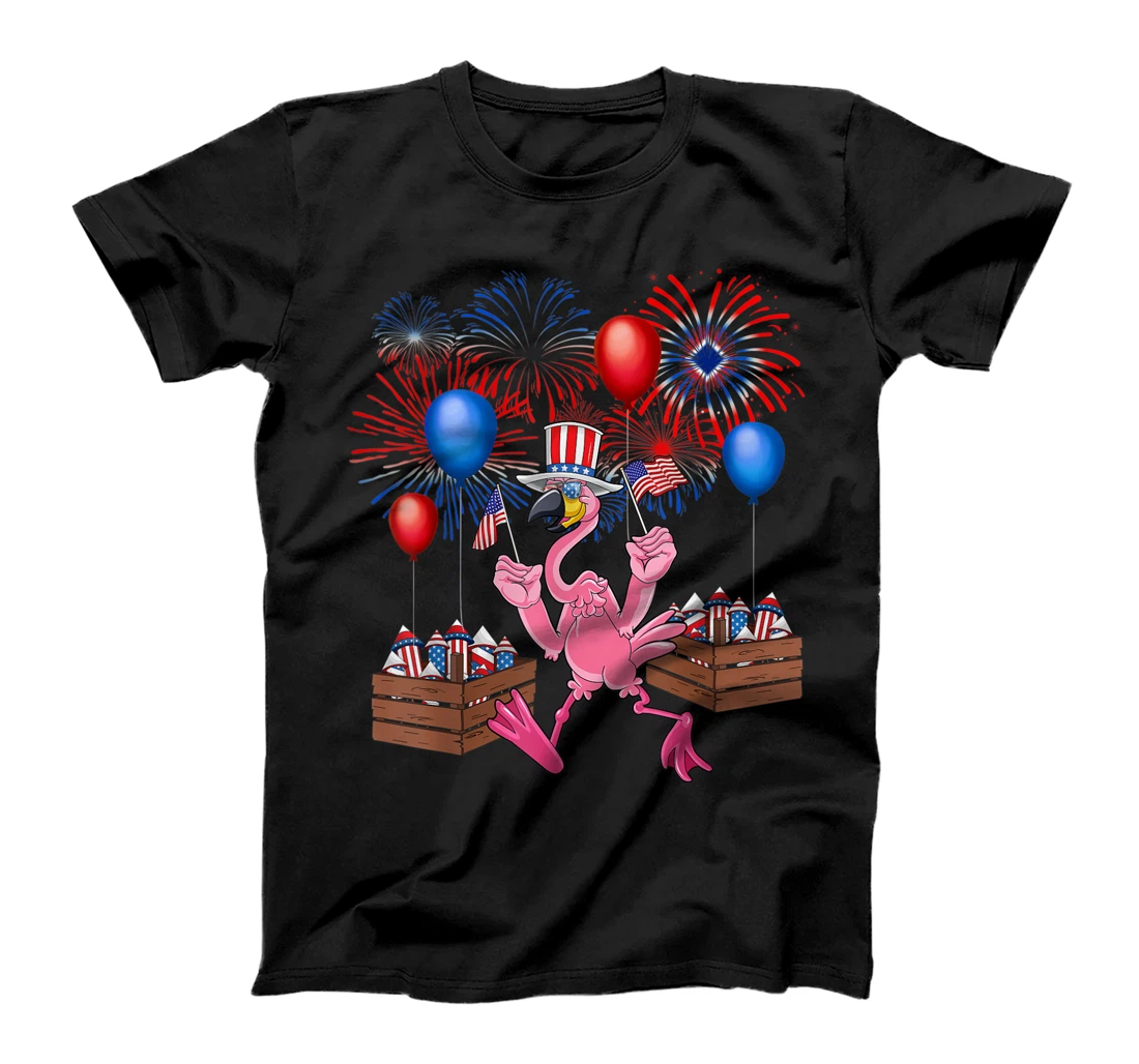 Fourth of July Shirts for Women Flamingo American Flag Girls T-Shirt, Kid T-Shirt and Women T-Shirt