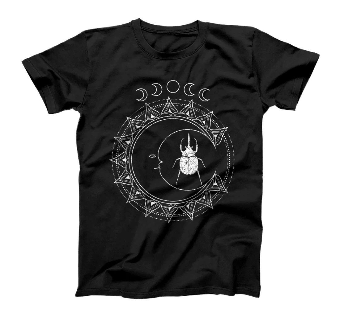 Personalized Occult Beetle Mystical Pagan Wicca Crescent Moon Insect Bug T-Shirt, Women T-Shirt