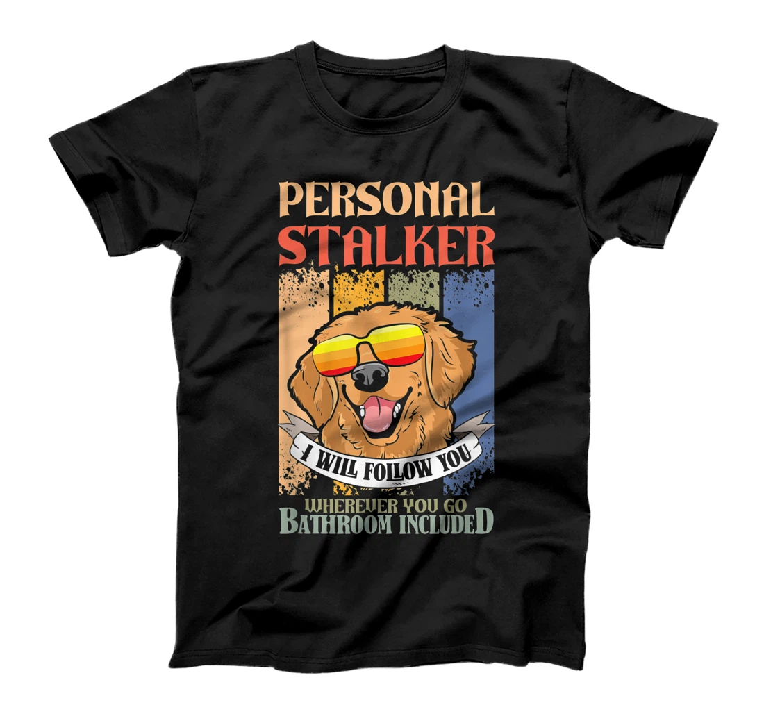 Personalized Goldie retro vintage golden retriever personal stalker T-Shirt, Women T-Shirt