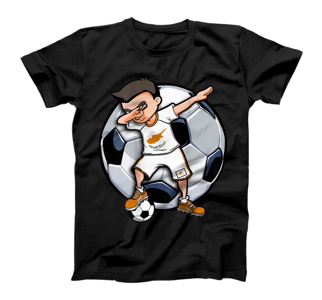 Personalized Dabbing Soccer Boy Cyprus Football Fans Jersey Cypriot Flag T-Shirt, Kid T-Shirt and Women T-Shirt