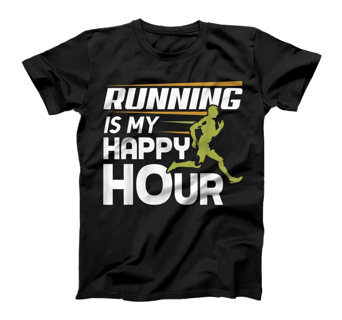 Personalized Running Is My Happy Hour Shirt Funny Runner Gift T-Shirt, Women T-Shirt
