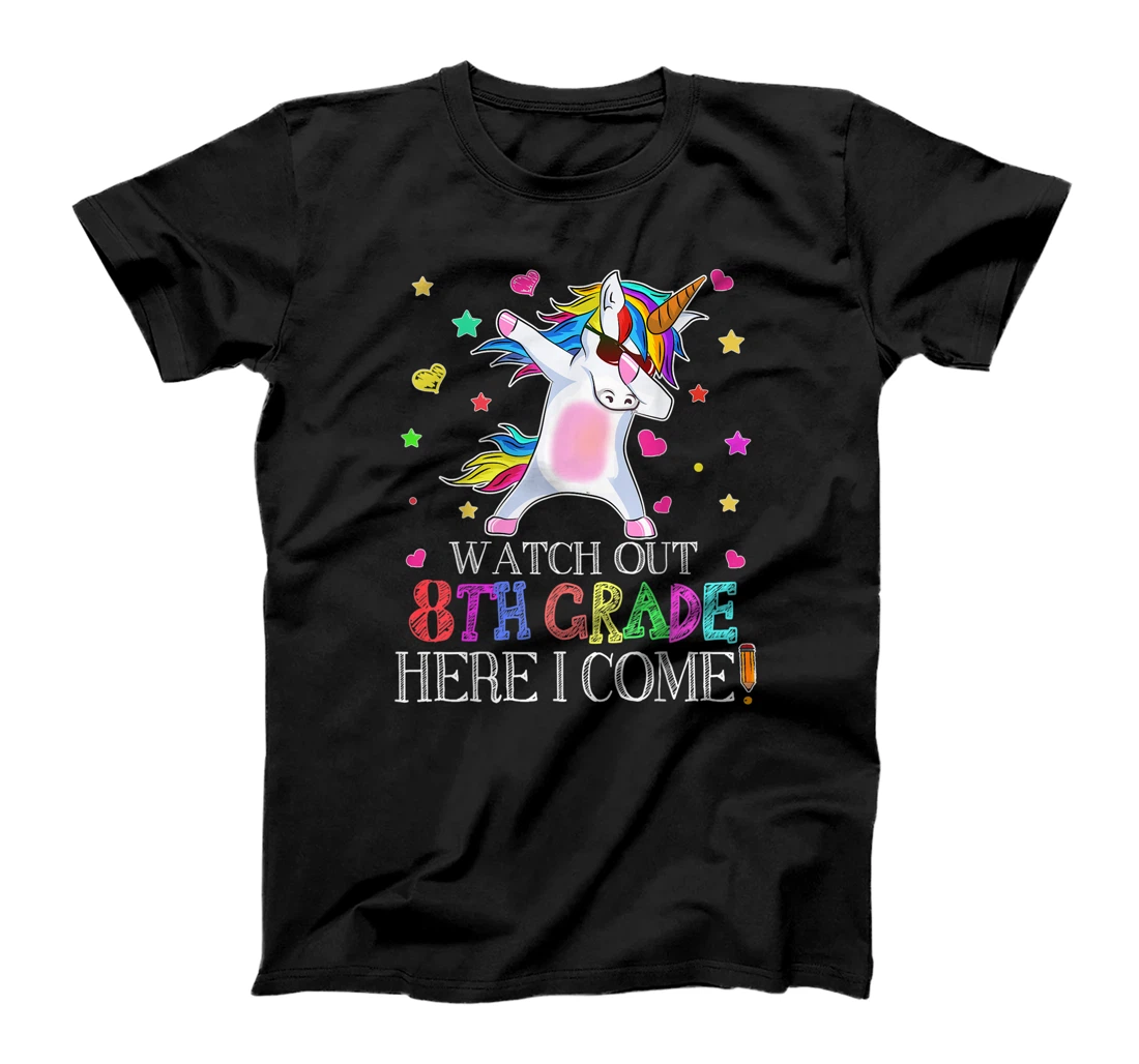 Personalized Watch Out 8th Grade Here I Come Funny Unicorn Back To School T-Shirt, Kid T-Shirt and Women T-Shirt