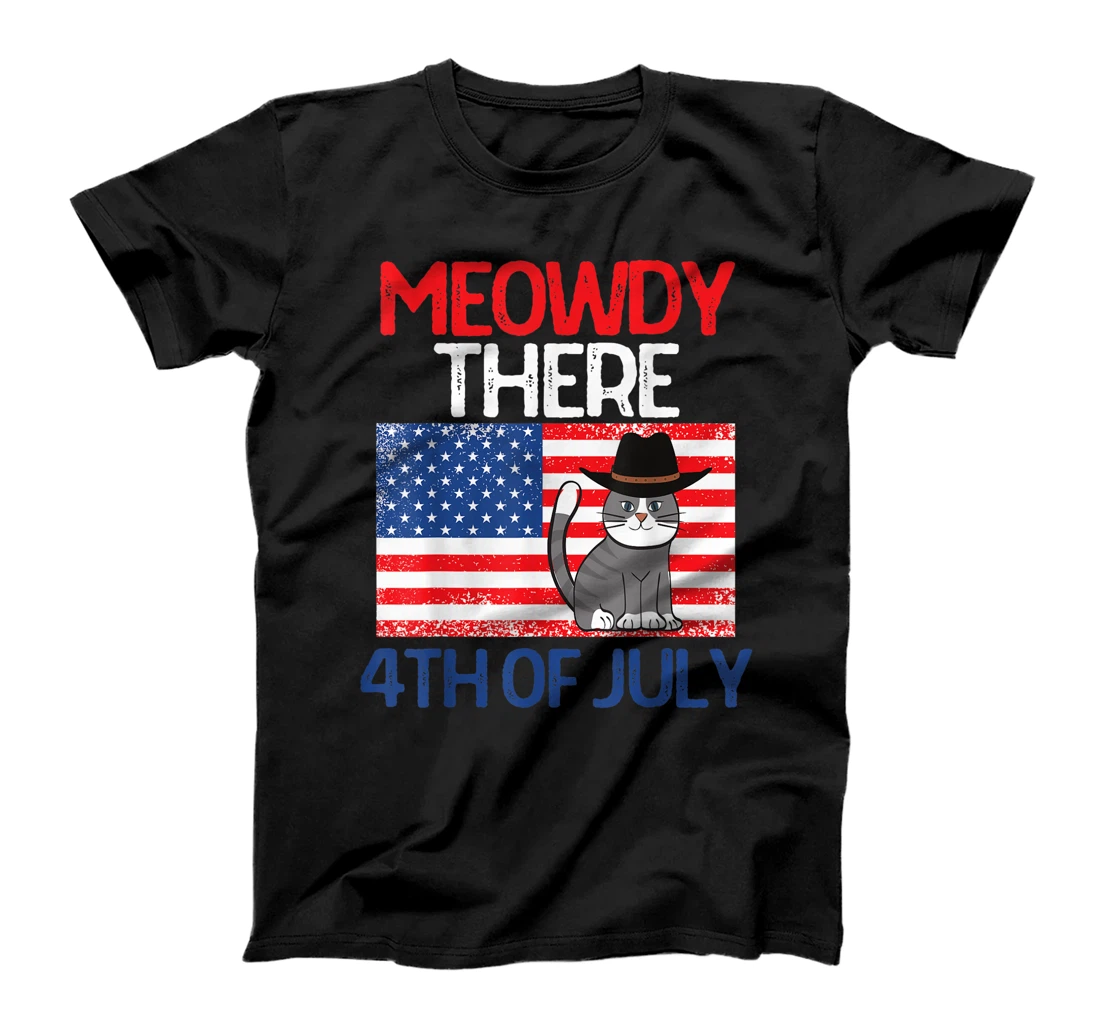 Personalized Meowdy American Cat Flag 4th of July Cat America Girls Boys T-Shirt, Kid T-Shirt and Women T-Shirt