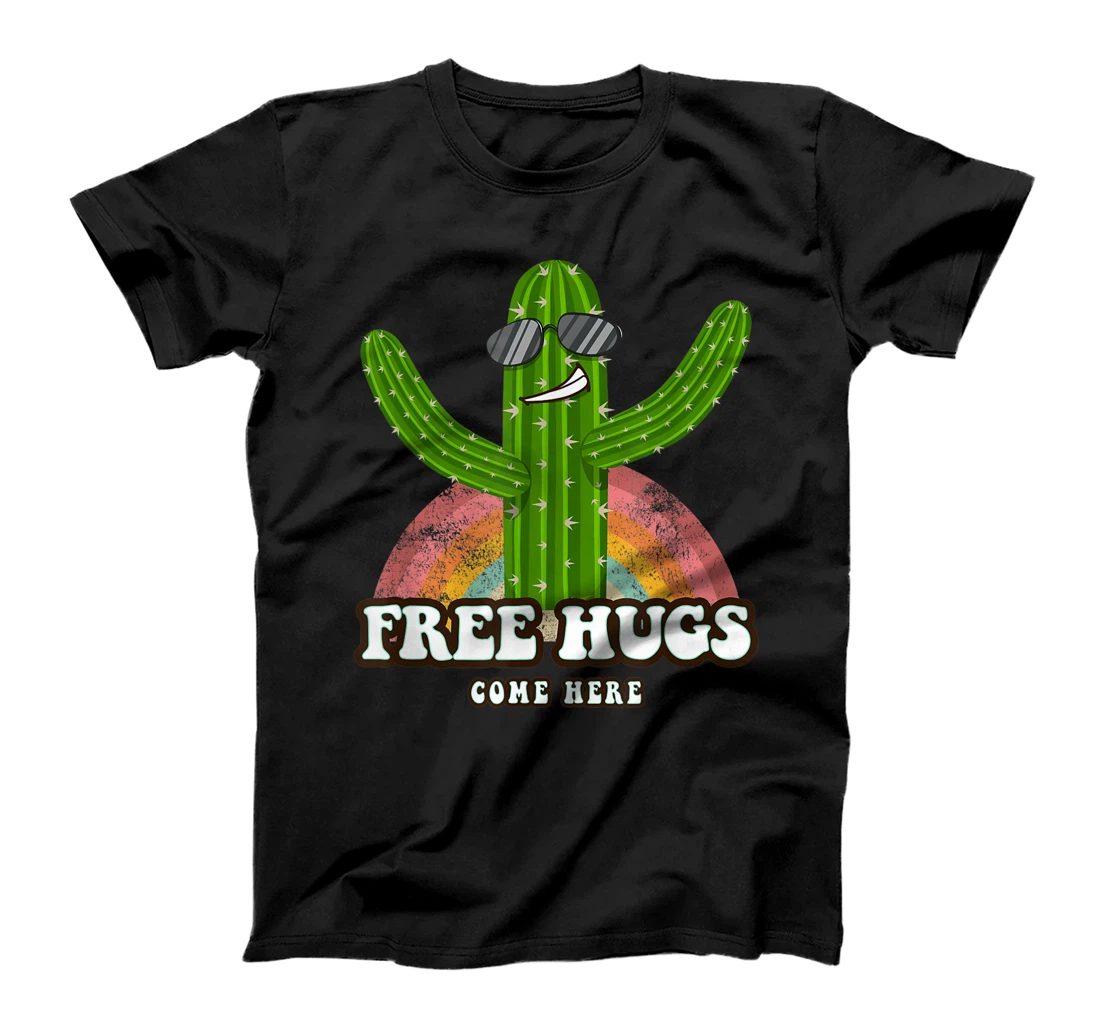 Personalized Free Hugs Funny Sarcastic Cactus T-Shirt, Women T-Shirt