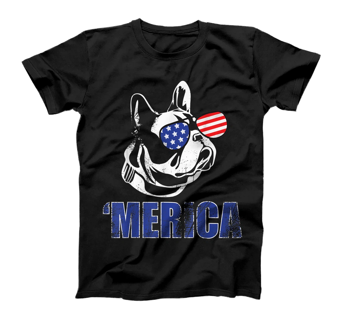 Personalized 4th July French Bulldog US Shades Independence Day Dog Lover T-Shirt, Women T-Shirt
