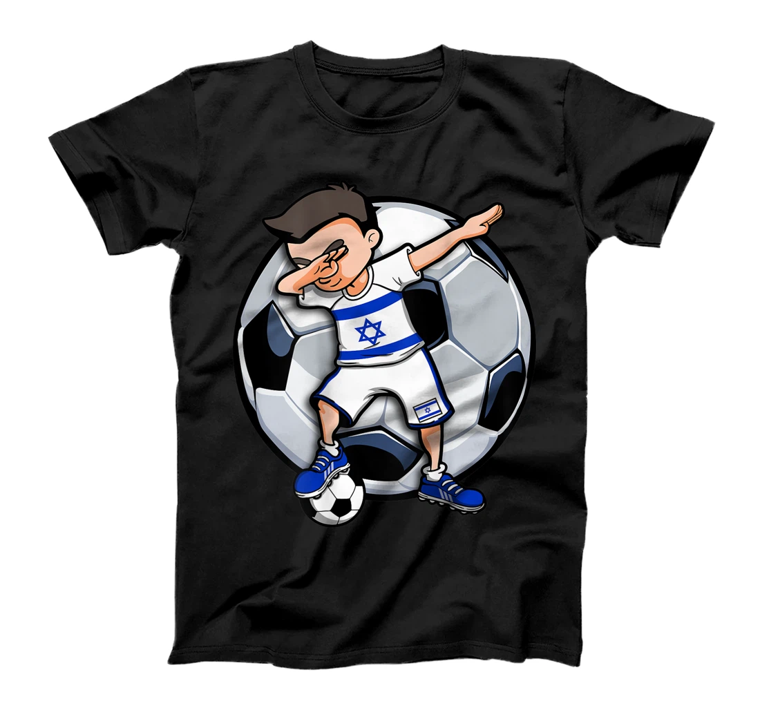 Personalized Dabbing Soccer Boy Israel Football Fans Jersey Israeli Flag T-Shirt, Kid T-Shirt and Women T-Shirt