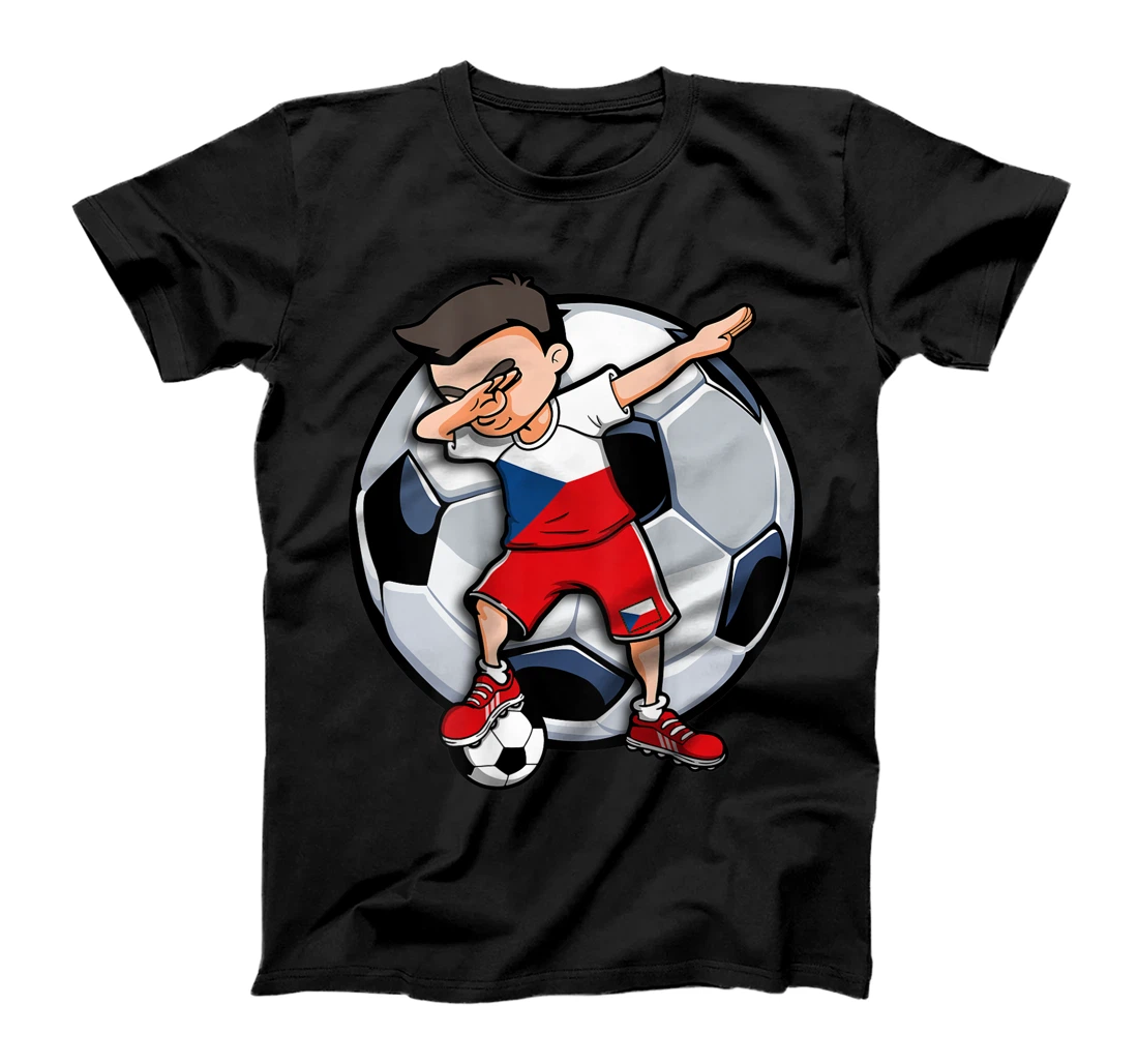 Personalized Dabbing Soccer Boy Czech Republic Football Fans Jersey Flag T-Shirt, Kid T-Shirt and Women T-Shirt