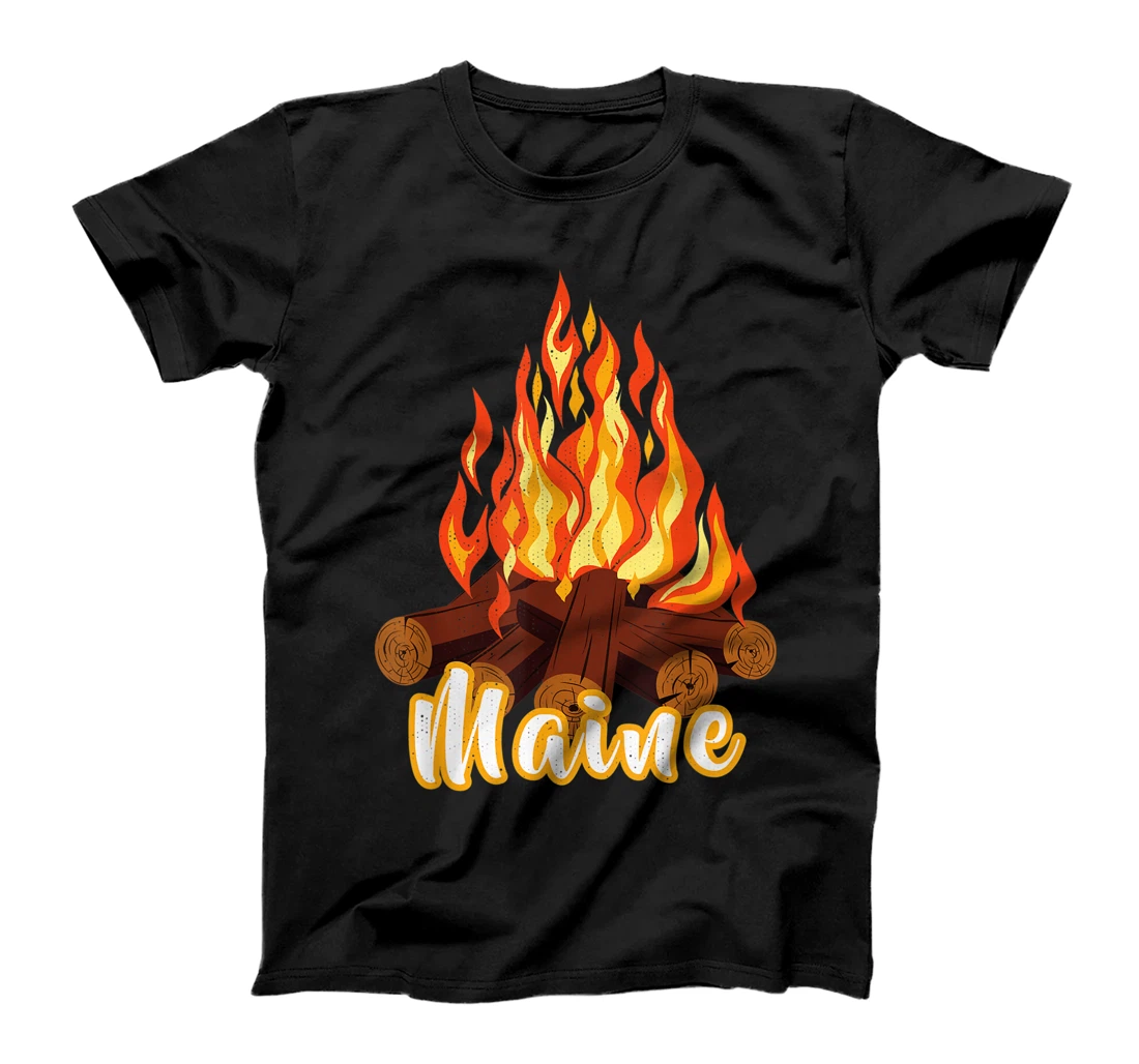 Personalized Distressed Visit Maine Vacation Camping Camp Bon Fire Pit T-Shirt, Kid T-Shirt and Women T-Shirt