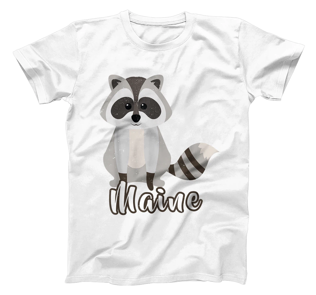 Personalized Distressed Visit Maine Vacation Woodland Whimsy Raccoon T-Shirt, Kid T-Shirt and Women T-Shirt