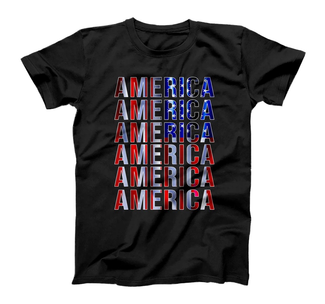 Personalized 4th of July Shirt america wavy flag Patriotic Family T-Shirt, Women T-Shirt