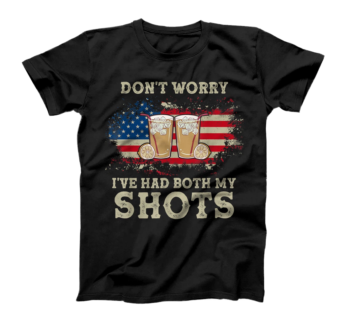 Personalized Don't Worry I've Had Both My Shots American Flag 4th of July T-Shirt, Women T-Shirt
