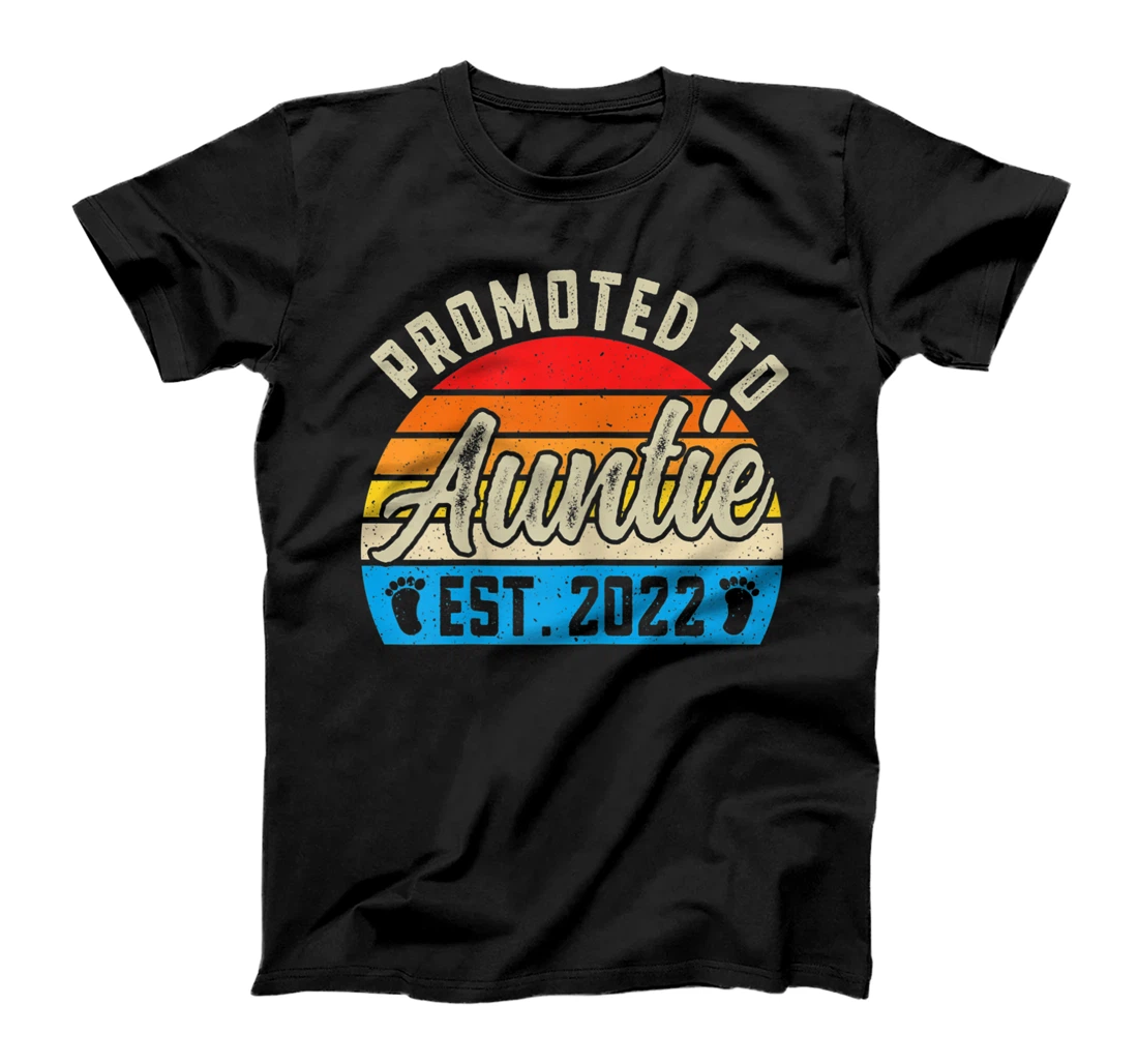 Personalized Womens Promoted To Auntie Est 2022 Vintage Retro New Aunt To Be T-Shirt, Women T-Shirt