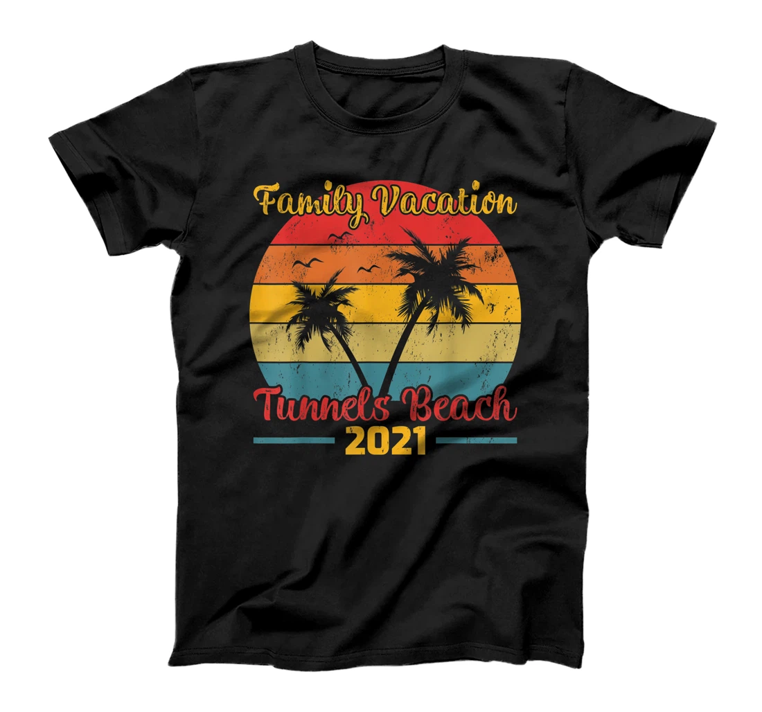 Personalized Retro Vintage Family Vacation 2021 Hawaii Tunnels Beach T-Shirt, Kid T-Shirt and Women T-Shirt