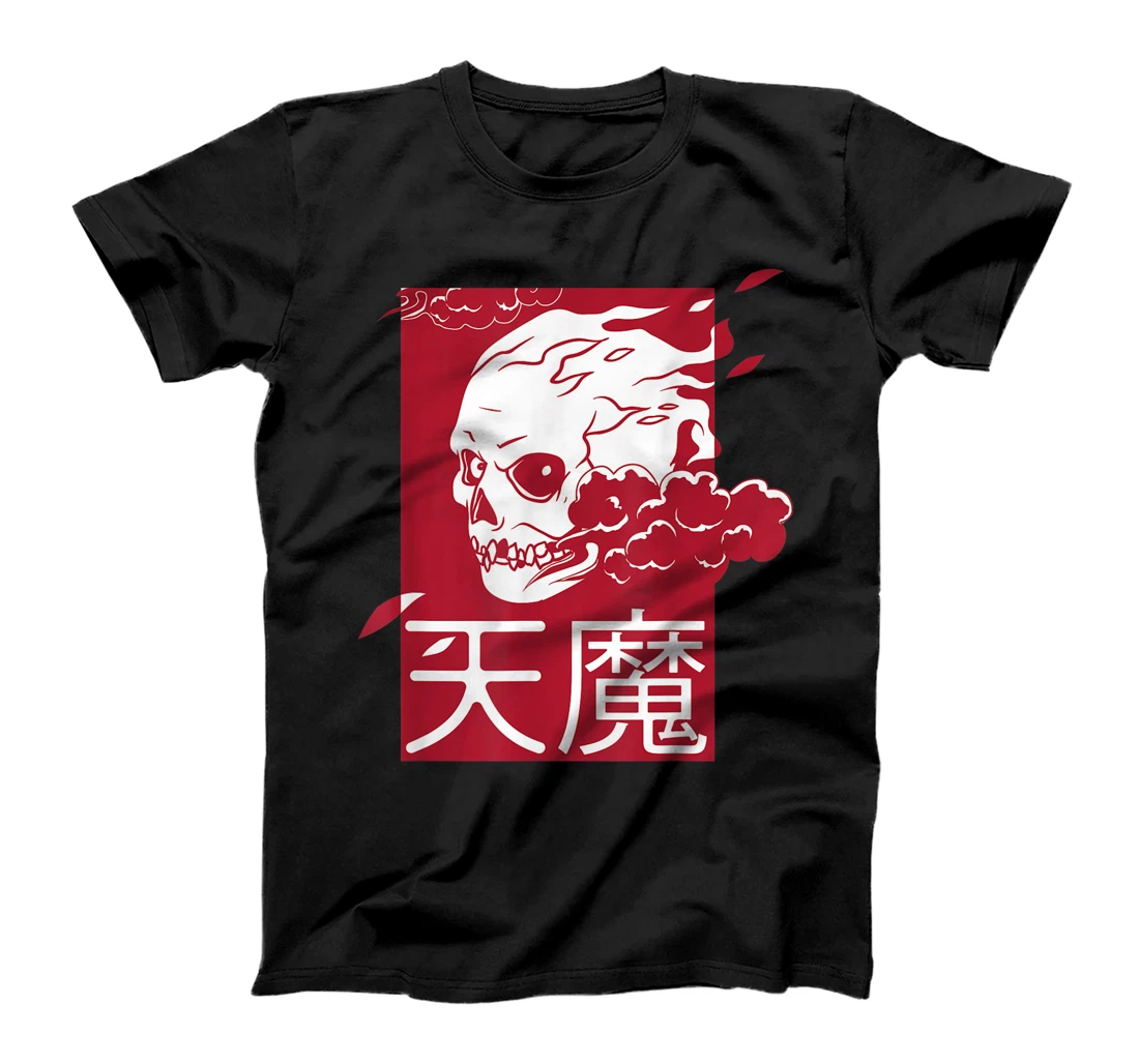Personalized Japanese Demon Art Face Yokai Skull Devil Harajuku Aesthetic T-Shirt, Women T-Shirt