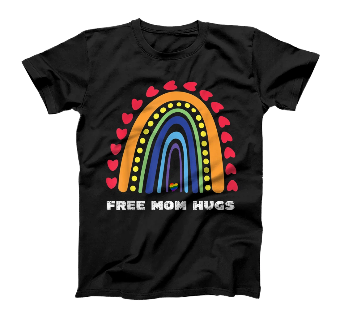 Free Mom Hugs Rainbow Heart Gay Pride LGBT T-Shirt, Women T-Shirt