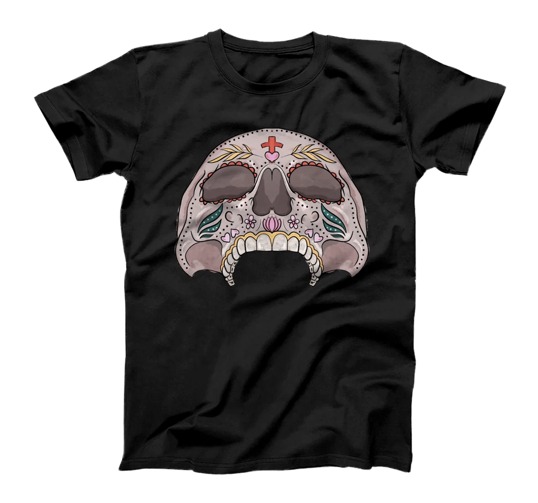 Mexican Sugar Skull Rocker Design T-Shirt