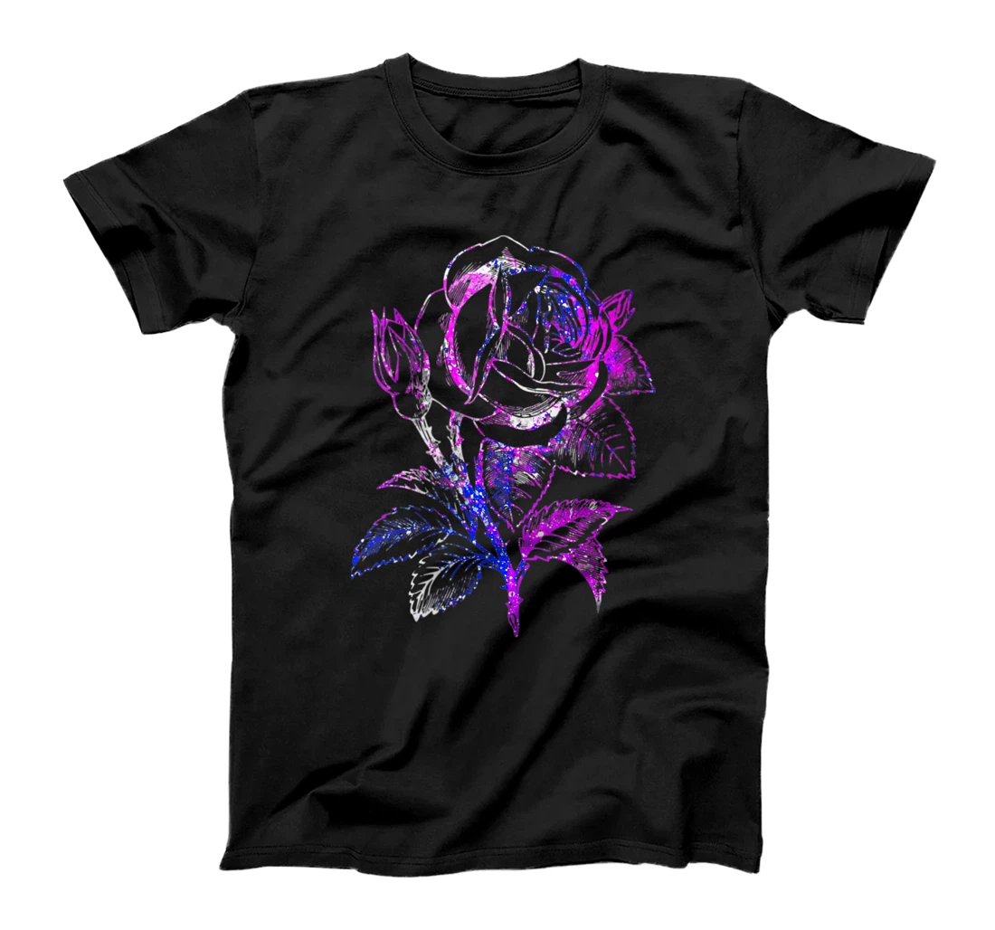 Womens Cool Cute Purple Blue Rose Art T-Shirt, Women T-Shirt