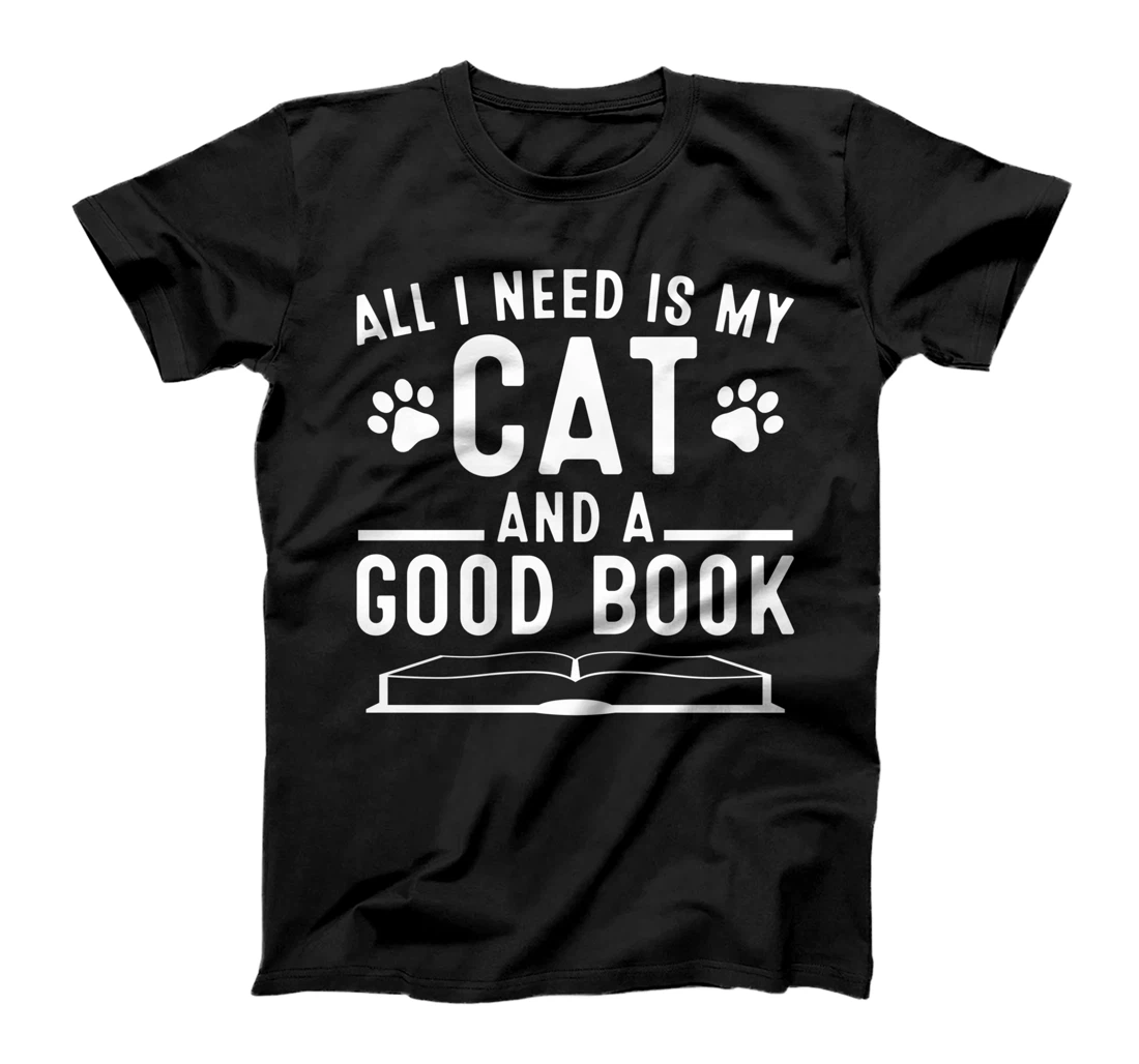 Funny Cat Book Lover Gift For Avid Reader Bookish Men Women T-Shirt