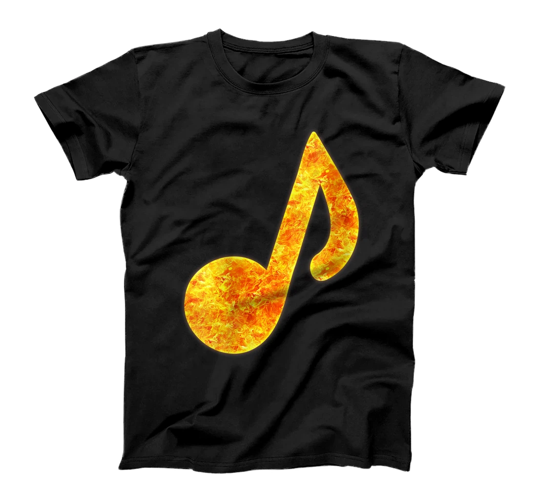 Womens Musician Clef Musical Fire Flames Burning T-Shirt, Women T-Shirt