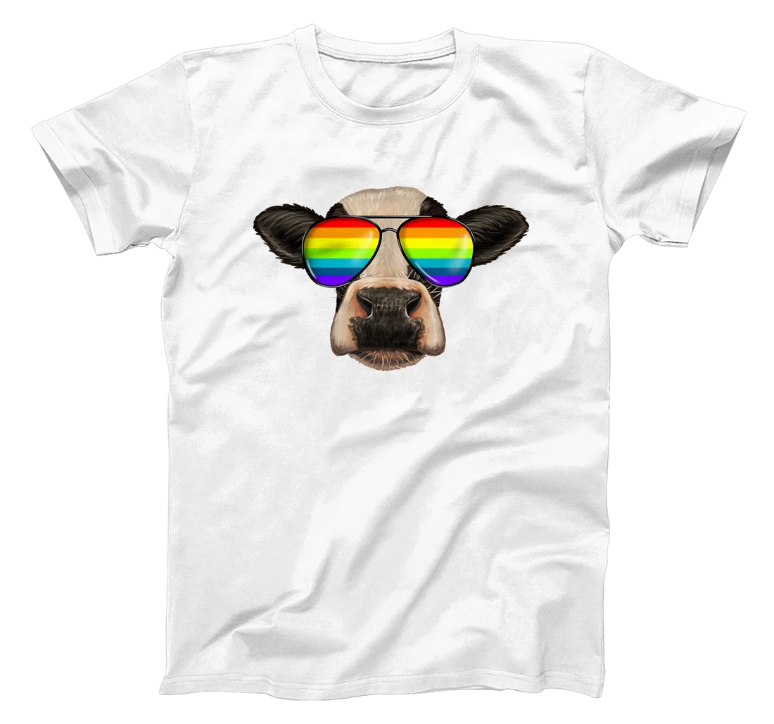 Cow Rainbow Glasses Pride Wild Funny LGBT Equality T-Shirt, Women T-Shirt