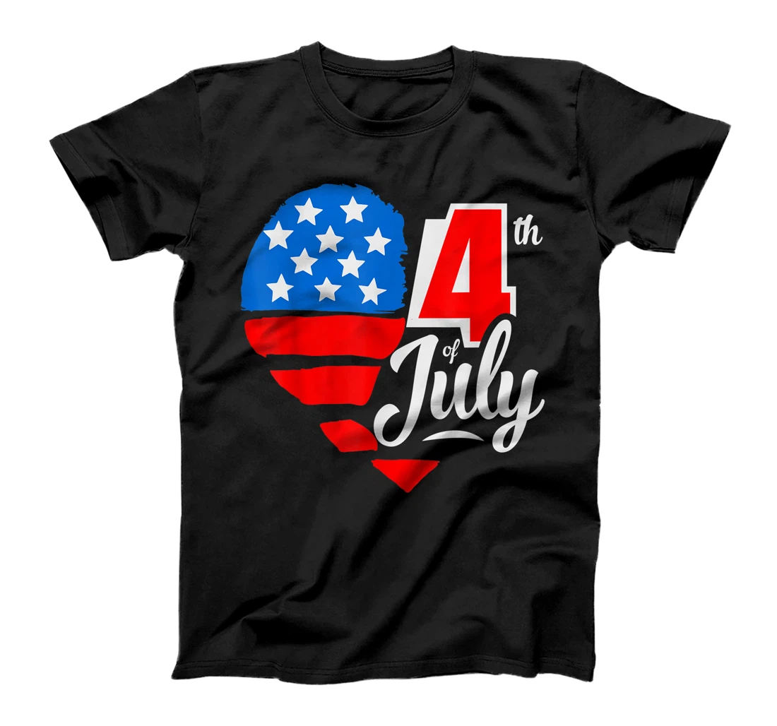 American Flag Heart 4th of July Patriotic Pride Casual T-Shirt, Kid T-Shirt and Women T-Shirt