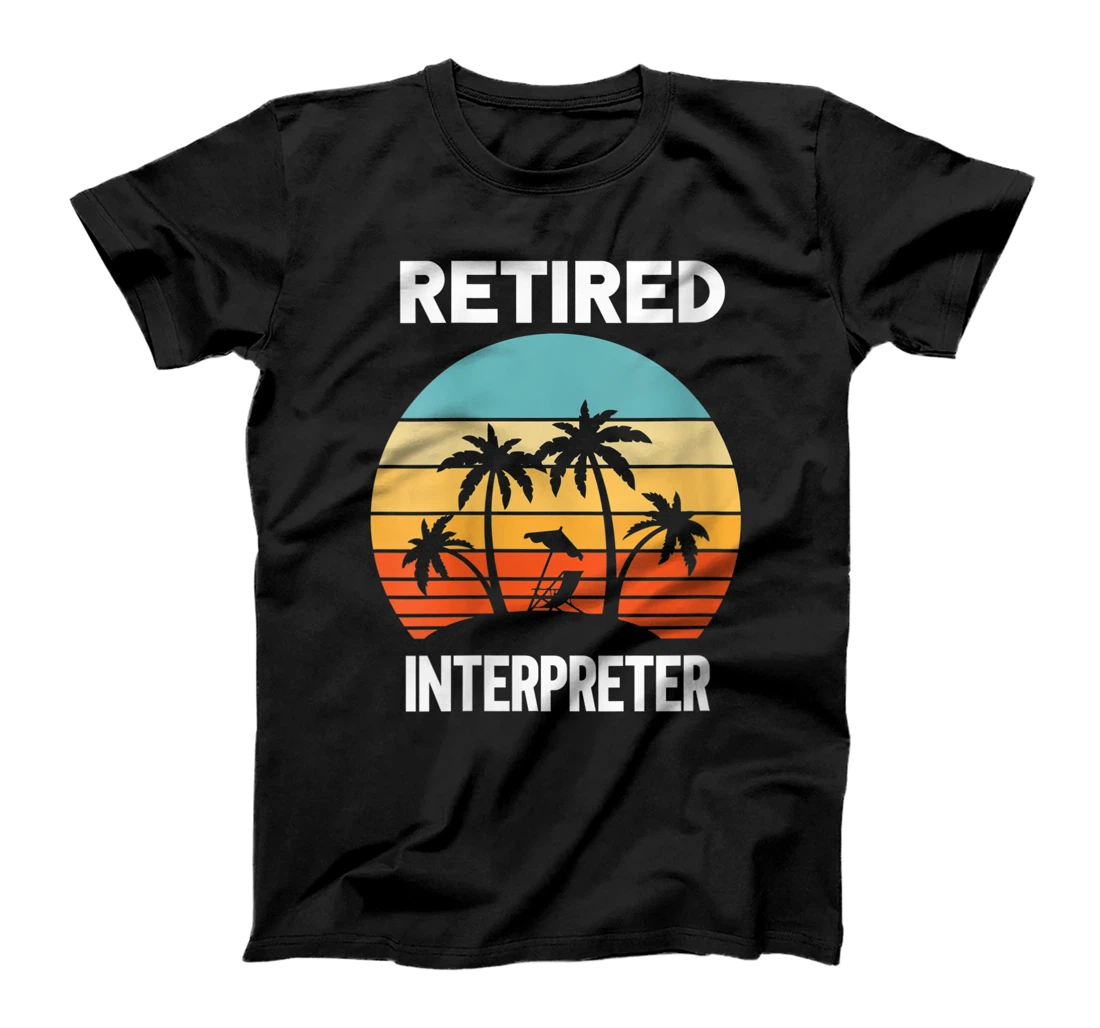 Womens Retired Interpreter retirement beach palm tree T-Shirt, Women T-Shirt