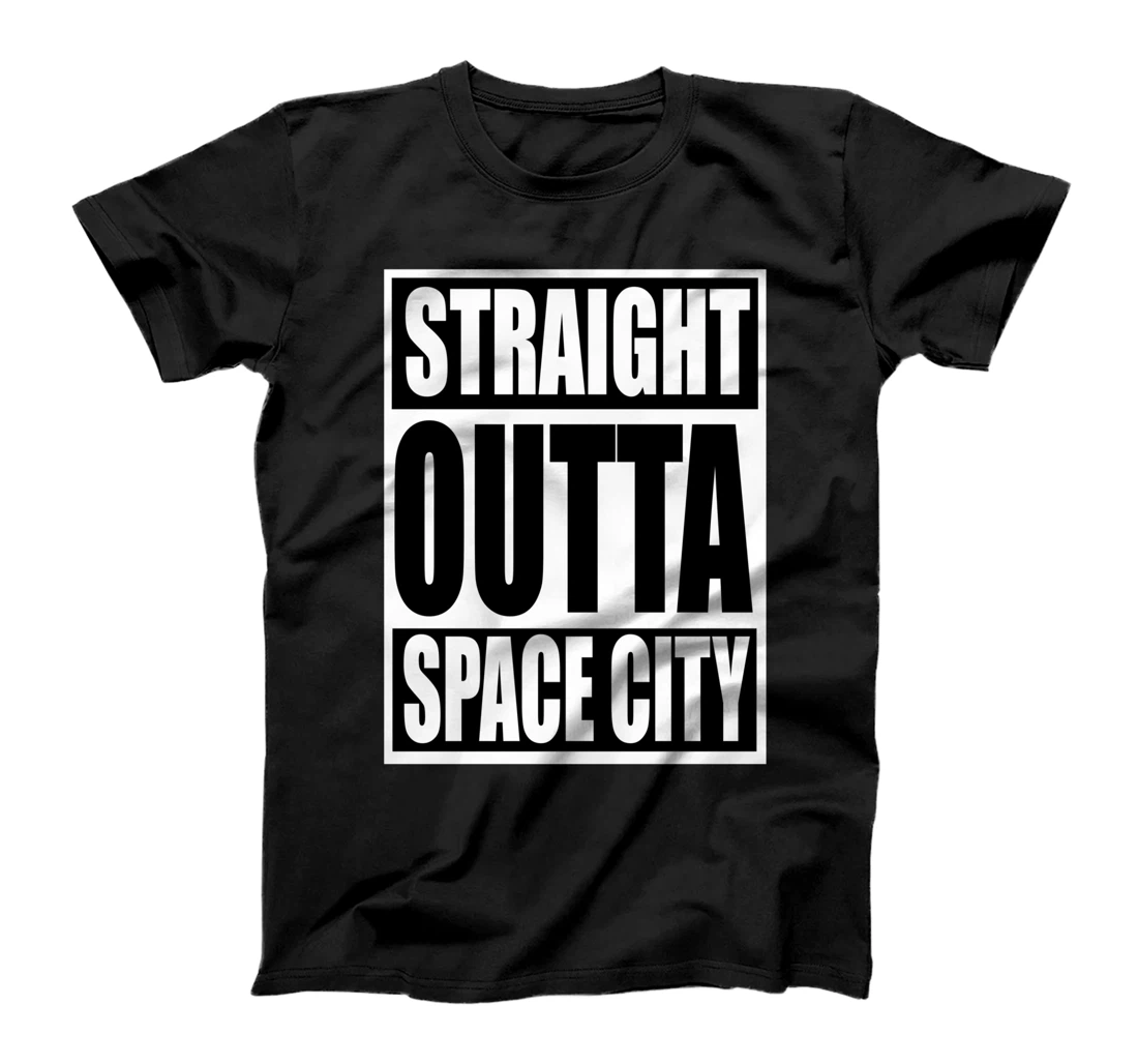 Straight Outta Space City Houston Proud See Back Texas Flag T-Shirt